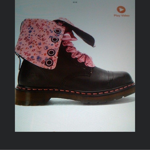 ❌ ❌ RARE RARE. ❌ ❌ 
Dr. Martens Black Boot with Pink Floral Fold-Over - Picture 7 of 10